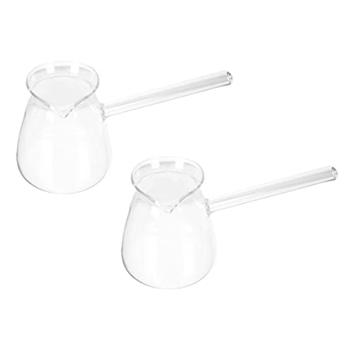 TIDTALEO 2-piece Glass Turkish Coffee Pot Side Handle Heat-resistant Teapot for Small Side Handle Teapot