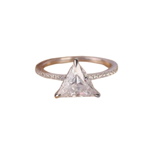 SilverQ 2 Ct Triangle Cut Diamond Classic Hidden Halo Engagement Ring For Women 14K White Gold Plated Dainty Solitaire Accent Wedding Ring 925 Sterling Silver Handmade Proposal Ring