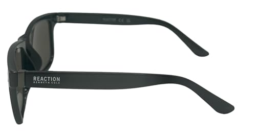Kenneth Cole Reaction Mens Rectangle Shiny Black Sunglass, Blue Lens KC1401 1X3