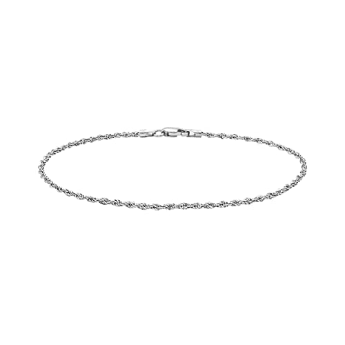 Pori Jewelers 10K Gold 1.5Mm Diamond Cut Rope Chain Bracelet - 7" - Available In White Gold #TOP9