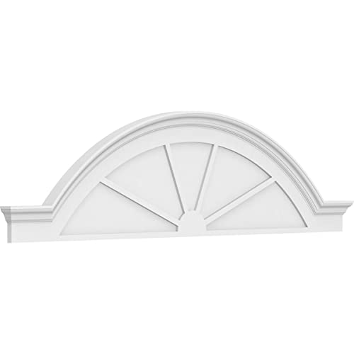 82"W x 21-1/2"H x 2-1/2"P Segment Arch W/Flankers 4 Spoke Architectural Grade PVC Pediment