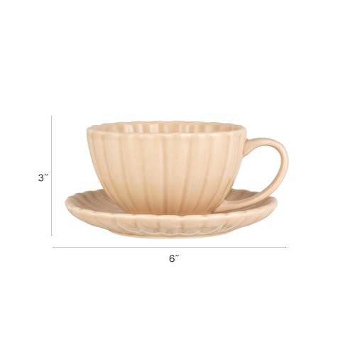 Mug de cerámica de 10 onzas con plato, crema miniatura 2