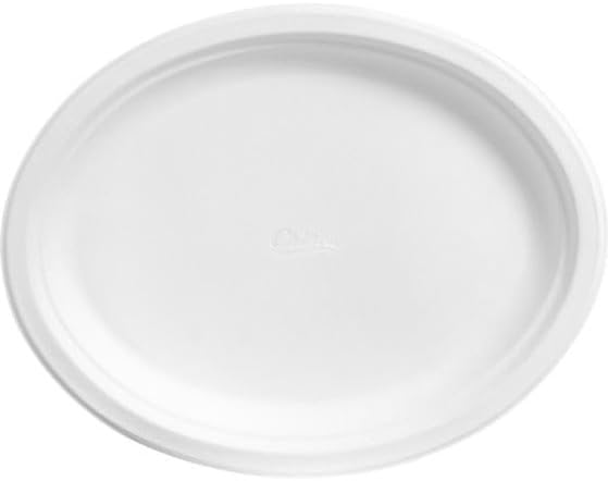 Chi-net Classic Large Paper Platters, 12-5/8" x 10", White, 100 ct – Heavy-Duty, Extra-Large, Made in USA, Recycled Materials