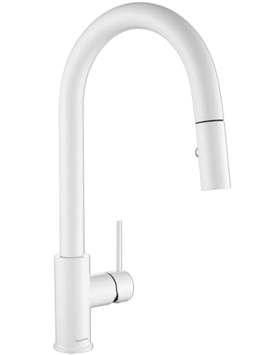 AguaStella AS60W Shiny White Kitchen Sink Faucet with Pull Down Sprayer Single Handle