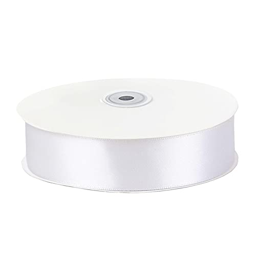 Image of Solid Color Double Faced White Satin Ribbon 7 /8 inch X 25 Yards, Ribbons Perfect for Crafts, Wedding Decor, Bow Making, Sewing, Gift Package Wrapping and More