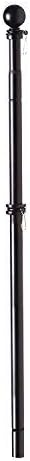 Evergreen Telescoping 5ft Metal Flag Pole | Incl Two Tangle-Free Ring Clips | Black | Wall Mounted for Home Garden Outdoor | House and 3'x5' American Flags with Pole Sleeve or Grommets