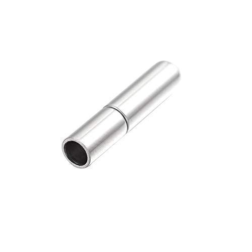 PH PandaHall 15 Sets Stainless Steel Bayonet Necklace Clasps Column Leather Cord End Cap Snap Fit 3mm Cord for Jewelry Making