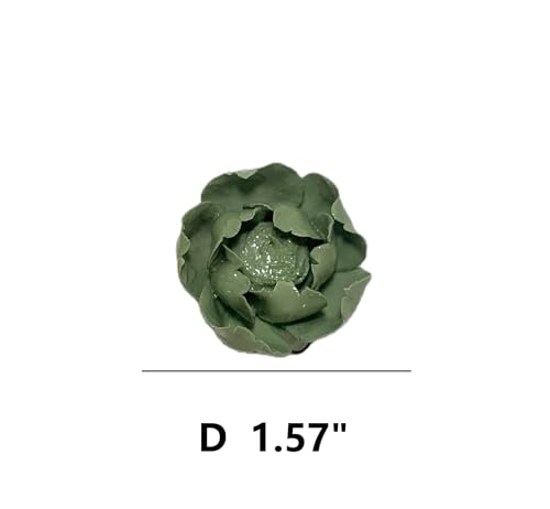 Image of Dark Green,Peony Flower Bud, 1.57 inch,Ceramic Flower Wall Art Decor, Artificial Flower Wall Sculpture,Handmade Ceramic Flowers for Home,Hallway,Living Room, Kitchen,Bathroom