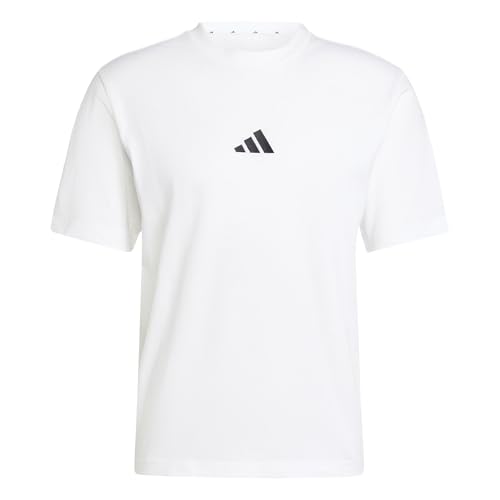 adidas Herren Essentials SMALL Logo Single Jersey Tee, White/Black, M