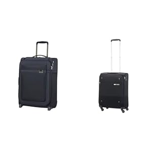 Samsonite Airea - Spinner S, Handgepäck, 55 cm, 41 L, Blau (Dark Blue) & Base Boost - Spinner S (Länge 40 cm) Handgepäck, 55 cm, 39 L, Schwarz (Black)