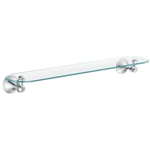 Moen DN7790CH Lounge 24-Inch Wide x 5-Inch Deep Decorative Glass Bathroom Vanity Shelf, Chrome