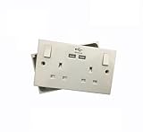 iSeventy9 2 Gang UK Electrical Plug Socket Wall Faceplate with 2 USB Charging Ports + Back Box 25MM White