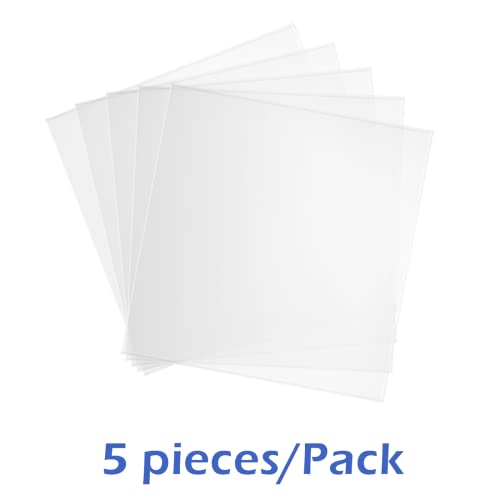 JMU Dental Vacuum Forming Sheets Hard Crystal 1.0mm, 5 Sheets Dental Lab Splint Thermoforming Materials Square 5'' x 5''