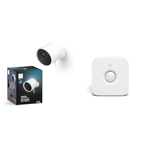 Philips Hue Secure, Caméra HD 1080P filaire, utilisation intérieure ou extérieure, contrôle avec une seule application, Blanc + Philips Hue Motion Sensor Détecteur de mouvement sans fil