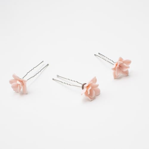 The Beachwaver Co. Floral Hair Pin (3-Pack) | Pink Floral Hair Pins - Easily Add to Braids, Bridal and Prom Styles, or Updos!