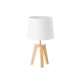 Lámpara de mesita nórdica de madera de roble beige de ø 19x33 cm