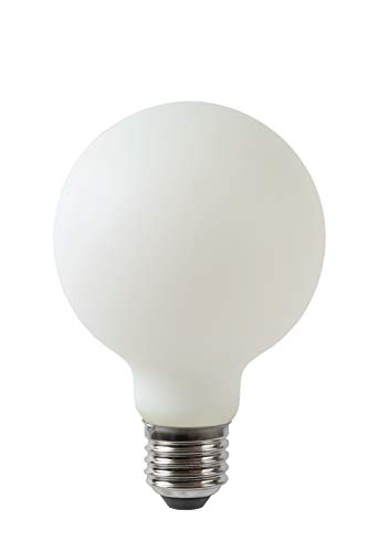 Ampoule filament LED E27 variable Lucide G80 blanche chaude 2700K globe opale