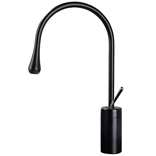 Grifo de baño negro de latón con caño giratorio 360 y monomando para lavabo de agua fría y caliente 2