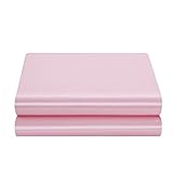 Satin Flat Sheet Only, Queen Flat Sheet, 1 - Piece Pink Top Sheet, Extra Soft Silk Flat Bed Sheets S