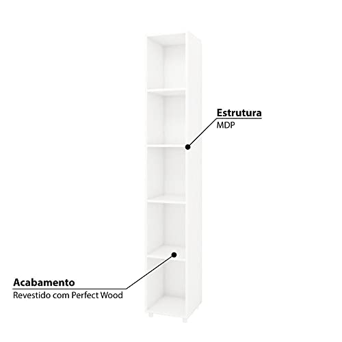 Estante Livreiro Modular Alcídes 30 cm com 5 Nichos - Branco