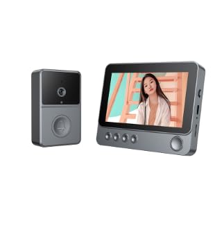 BAKENLON Timbre Inalámbrico con Cámara 1080P, Timbre Inalámbrico con Pantalla de 4.3 Pulgadas, Intercomunicador de Video a Prueba de Agua IPX5, Video 70°, Timbre de Video 2.4GHZ, sin WLAN/ABO/App