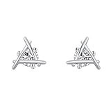 Stfery Pendientes de tuerca de moissanita de oro para mujer, oro real de 9/14/18 quilates, aretes triangulares con moissanita redonda para ella, Unique, Metal, Moissanita