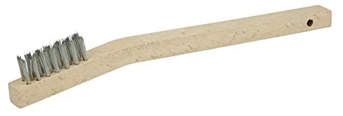 Image of Weiler 44805 Vortec Pro Small Hand Wire Scratch Brush, Stainless Steel Fill, Wood Handle, 3 x 7 Rows (Pack of 36)