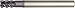 WIDIA Hanita 75N508043LT Vision Plus 75N5 HP Hard Material End Mill, 1.5 mm Rad, 8 mm Cutting Dia, Carbide, TiAlN, RH Cut, Straight Shank, 4-Flute