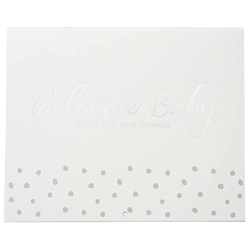 Image of C.R. Gibson BA3-24591 Gender Neutral Welcome Baby's First Year Keepsake Calendar, 11" W x 18" H, Gray and Silver