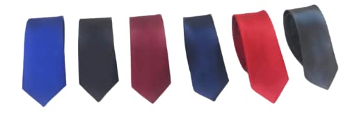Mens Plain Nerrow Satin Ties Pack of 6 pcs-image-44