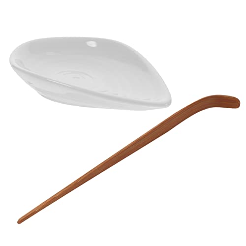 BRIGHTFUFU 1Set Ceramic Tea Scoop for Kung Fu Tea Ceremony Jade Porcelain Spoon Lightweight and Accessory for Loose Leaf Tea Brewing Tea Lovers