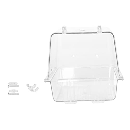 Mipcase Parrot Bath Cage Durable Transparent Bird Bath with Hanging Hooks Portable Design for Birds Shower Feeder for Budgies and Other Pets