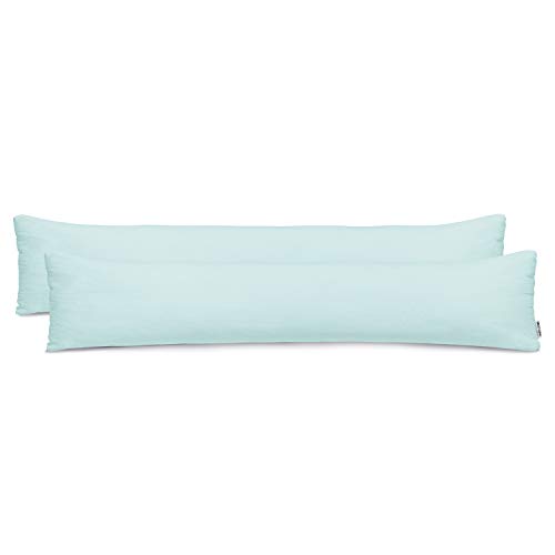 DecoKing 2 Pillowcases 40 x 200 cm Jersey 100% Combed Cotton Zip Light Blue Amber, Lightblue, 40 x 200 *2