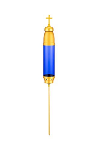 Latin Cross Cemetery Memorial Light Candle Holder,Cemetery Candle Holder For Grave,Cemetery Lamp Ground Stake(Gold Blue) #TOP3