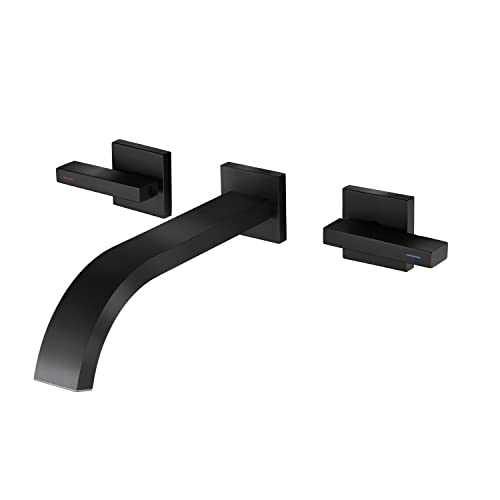 Wall Mounted Bathroom Sink Faucet, Sprinkle Black Matte Bathroom Faucet