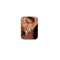 PATISORNA Small Gold Hoop Earrings for Women Hypoallergenic 14K Gold Plated Chunky Huggie Earring Sets for Multiple Piercing Dainty Earing Stacks Set Cute Silver Cartilage Jewelry
