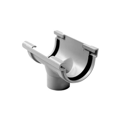 First Plast - Gouttière PVC 16 demi-ronde - Naissance centrale à joints montés PVC 16 demi-ronde - Gris - First Plast