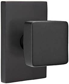 EMTEK Modern Rectangular Rosette Dummy, Pair with Matching Finish Square Knob - Choice of 6 Finishes - 5052SQUUS19 - Flat Black (US19)