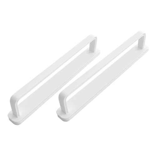 WOONEKY 2pcs No Drill Bathroom Towel Holder Self Adhesive Sliding Storage Rack for Kitchen and Washroom Sturdy Pull-out Design Contemporary White Wall-mounted Towel Bar