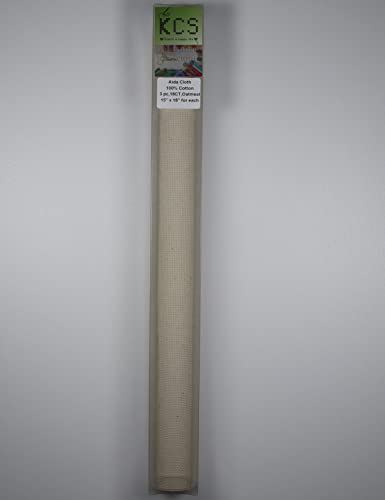 Image of KCS 3 pc of 15 inch x 18 inch Counted Cross Stitch Cotton Aida Cloth Needlework Rolled Fabric Box,18CT,Oatmeal