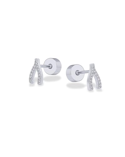 Image of PAVOI 14K Gold Plated Dainty Flat Back Earrings for Women, Piercing Studs