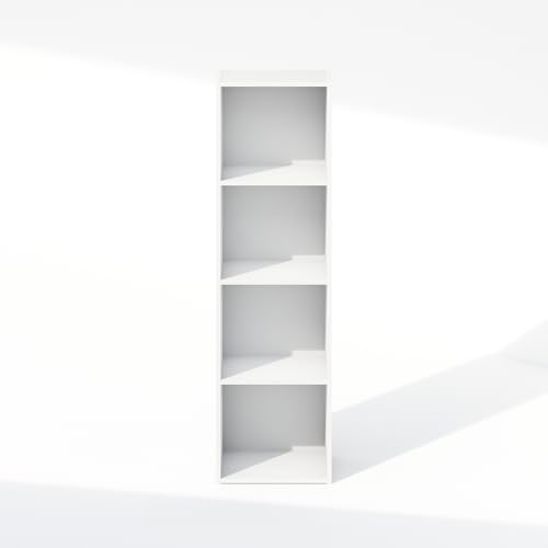 Image of Furinno Reed Closet Organizers and Storage, 4-Tier Closet Organizer, Open Shelf Closet Storage, for Wardrobe, Bedroom, Living Room, White