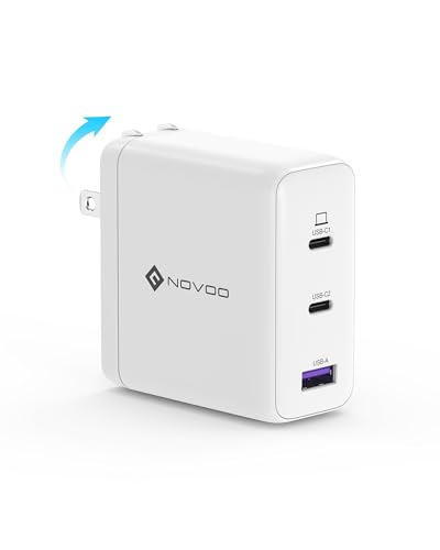 NOVOO 120W USB-C 急速充電器【業界最薄・超軽量・3台同時充電合計最大120W・2台同時充電合計最大60W・GaN III技術】PD3.0/QC3.0/PPS/SCP/PSE認証/折畳式プラグ/安全低温 PD 100W 充電器 type-c MacBook/タブレットPC/ノートpc/iPad/iPhone16/Galaxy S23/iWatch/Switchなど対応 出張·旅行