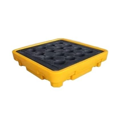 Industrial Oil Drum Spill Containment Platform - Stackable HDPE Pallet with Detachable Grates for Leak Prevention(530x430x110mm)