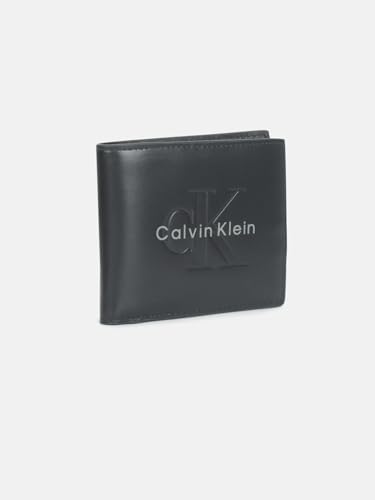 Image of Calvin Klein Logo black leather bi fold wallet