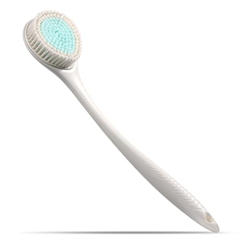 Brencco Brosse Dos Douche à Long Manche, Brosse pour le Dos Avec Brosse Corporelle Texturée Antidérapante Adaptée au Nettoyage de la Peau