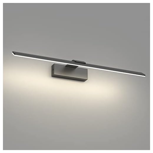 Klighten Luz Espejo Baño Led 60cm, 18W 1600 Lumen, Impermeable IP44 Lampara Espejo Baño, Aplique Espejo Baño Moderno, Blanco Natural 4500K, Nero