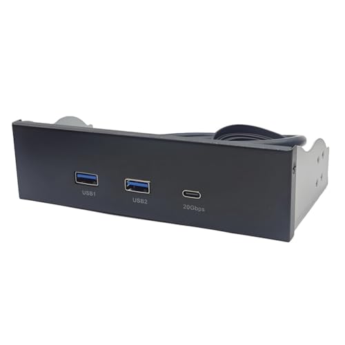Gvvsjgdbis - Panel USB para PC (2 puertos USB 3.2 GEN1, 5 Gb/S, 1 puerto tipo C, 10 Gb/S/20 Gb/S Hub para bahía de disco de escritorio de 5,25 pulgadas