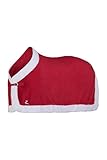 HORZE Santa Christmas Fleece Horse Cooler Blanket with Faux Fur - Red - 78 in