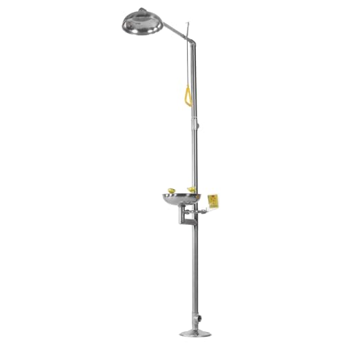ZeromDropy 304 Stainless Steel Shower Eye Wash Station Combination Eye Wash Station with Shower 90.55 Inch Portable Eyewash Stand for Industrial Lab Use